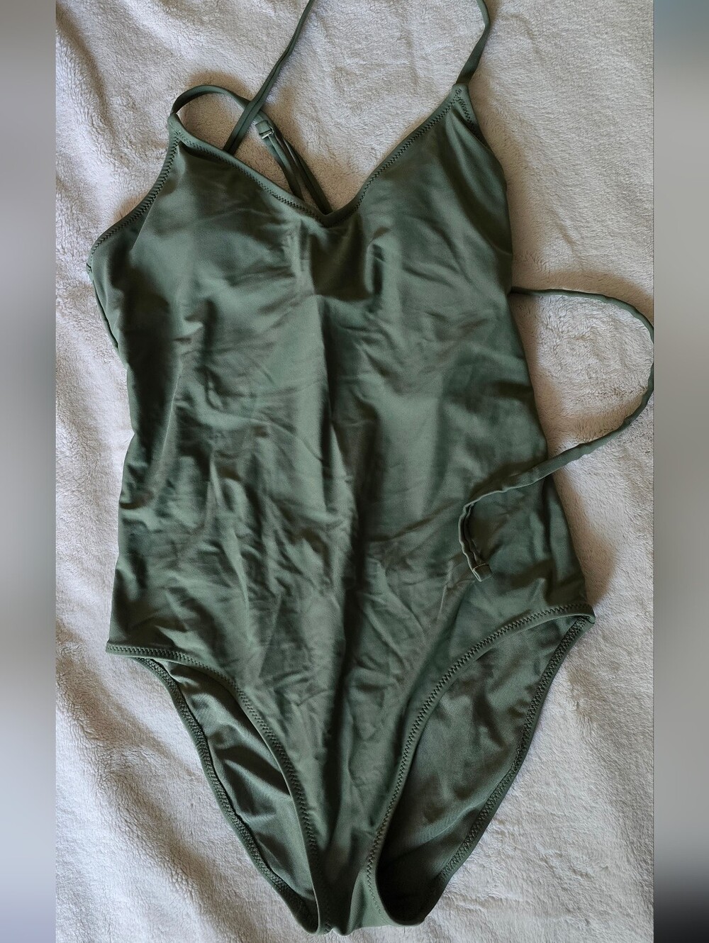 Womens Olive Green One-Piece Swimsuit